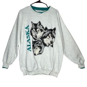 VTG Men XL Alaska Wolf Graphic Sweatshirt Arctic Circle Enterprises Made in USA